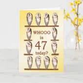 47. Geburtstag, Neugierige Eulen Karte (Gelbe Blume)