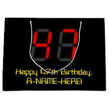 47. Geburtstag: Red Digital Clock Style "47" + Nam
