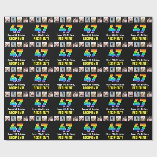 47. Geburtstag: Regenbogen "47"; benutzerdefiniert Geschenkpapier (Flach)