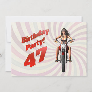 47. Geburtstagsfeier mit einem Mädchen auf einem M Einladung