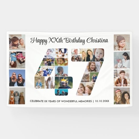 47. Geburtstagsfeier Nummer 47 Fotocollage Banner (Horizontal)