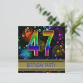 47. Geburtstagsparty Einladung mit Blasen (Stehend Vorderseite)