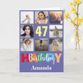 47. Happy Birthday Foto Collage Modern Karte (Gelbe Blume)