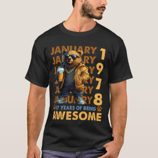 47 Jahre alter Phantastischer Cooler Bär seit Janu T-Shirt