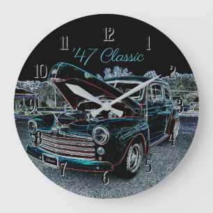'47 Klassikuhr für Automobile als runde Wanduhr