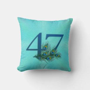 47 Pfauenfeder Geburtstag Jubiläum Elegant Th Kissen