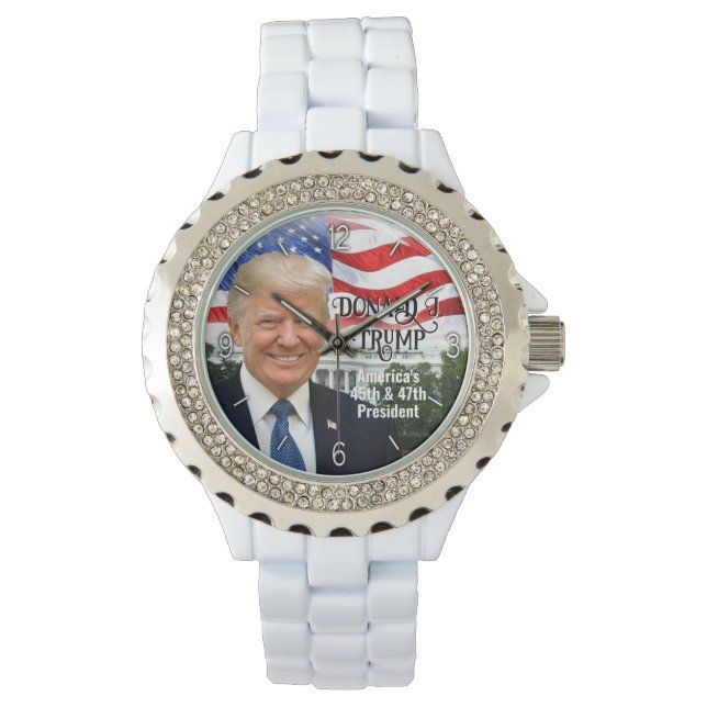 47. Präsident Donald Trump 2024 Foto der Frauen Armbanduhr (Vorderseite)