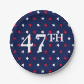 47 Präsident Rot-Weiß-blaue Sterne patriotisch Pappteller (Vorderseite)