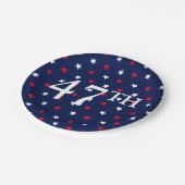 47 Präsident Rot-Weiß-blaue Sterne patriotisch Pappteller (Schrägansicht)