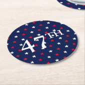 47 Präsident Rot-Weiß-blaue Sterne patriotisch Runder Pappuntersetzer (Angewinkelt)