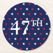 47 Präsident Rot-Weiß-blaue Sterne patriotisch Runder Pappuntersetzer (Vorderseite)