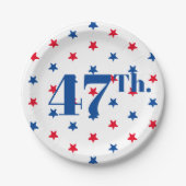 47 Präsident rot-weiße und blaue Sterne patriotisc Pappteller (Vorderseite)