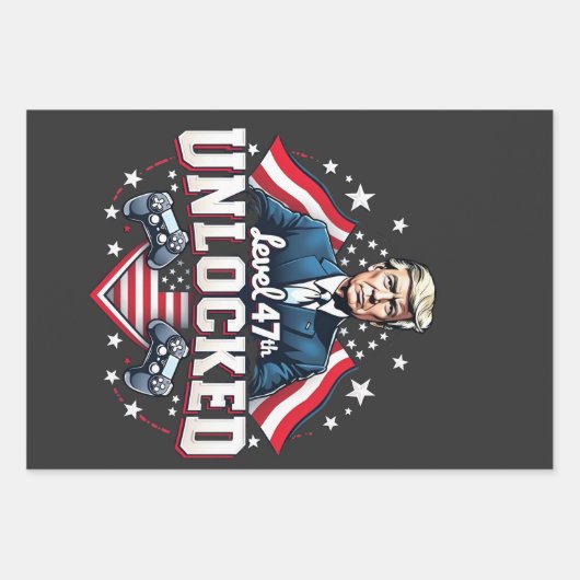 47. Stufe des unverschlossenen Trump-Won-Inagurati Geschenkpapier Set (Vorderseite)