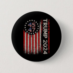 47 Trump 2024 Amerikanische Flagge Button