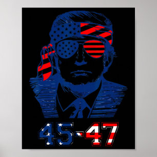 47 Trump 2024 Amerikanische Flagge Poster