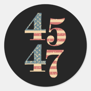 47 Trump 2024 Vintage-Flagge Unterstützen Trump 45 Runder Aufkleber
