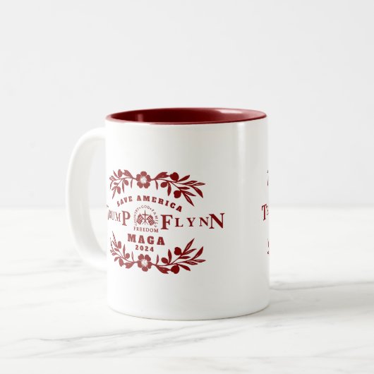 47 Trump Flynn 2024 Zweifarbige Tasse (Vorderseite Links)