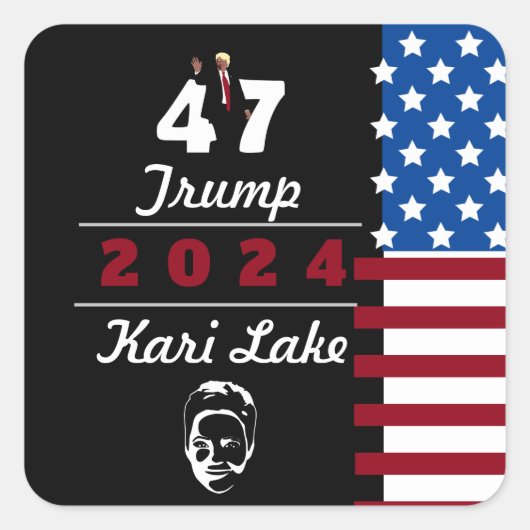 47 Trump Kari Lake 2024 Quadratischer Aufkleber (Vorderseite)