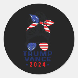 47 Trump Vance 2024 Vp America Election Women Girl Runder Aufkleber