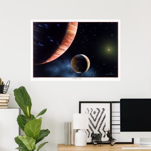 47 Ursae Majoris b and Moon Print Poster (Heimbüro)