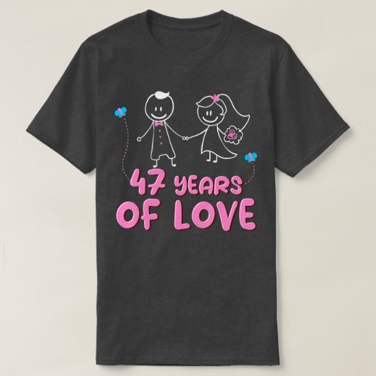 47 Years Of Love Couples 47th Wedding Anniversary  T-Shirt (Design vorne)