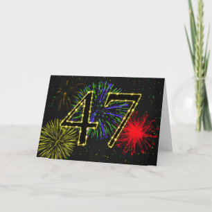 47th Birthday card with fireworks Karte