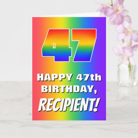 47th Birthday: Colorful, Fun Rainbow Pattern # 47 Karte (Orchidee)