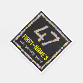 47th Birthday: Floral Flowers Number, Custom Name Serviette (Ecke)