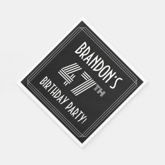 47th Birthday Party: Art Deco Style + Custom Name Serviette (Ecke)