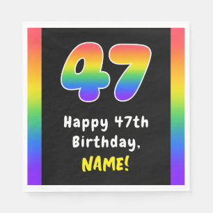 47th Birthday: Rainbow Spectrum # 47, Custom Name Serviette