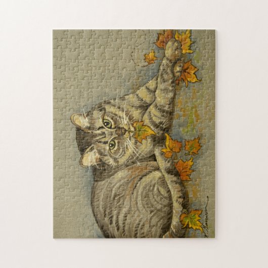 4872 Katze mit Herbstlauben Puzzle (Vertikal)
