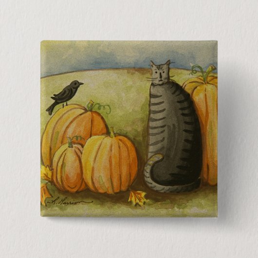 4874 Ernte-Katzen-Knopf Button (Vorderseite)