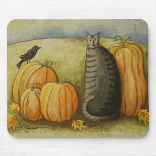 4874 Harvest Cat Halloween Mousepad (Vorne)