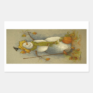 4878 Ernte-Schneemann-Aufkleber Rechteckiger Aufkleber