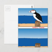 487 Puffin Cartoon Postkarte (Vorne/Hinten)