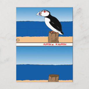 487 Puffin Cartoon Postkarte