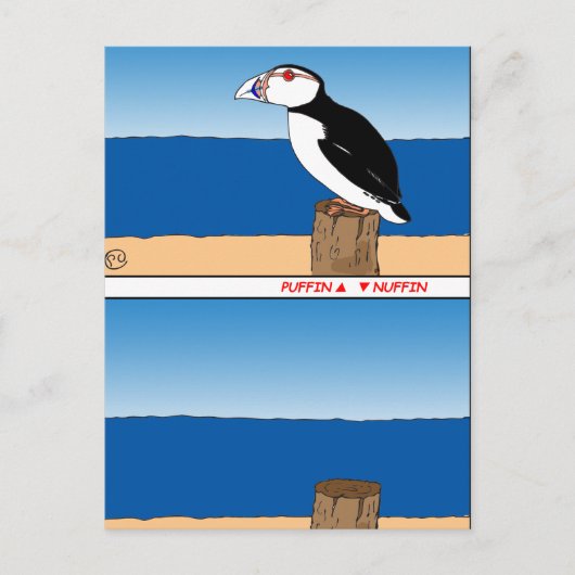 487 Puffin Cartoon Postkarte (Vorderseite)