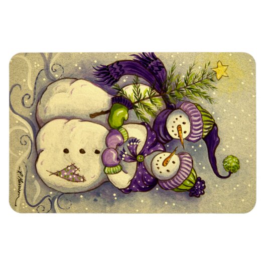 4882 Schneemänner Weihnachten Magnet (Horizontal)