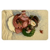 4886 Snowman Wreath-Kardinal Magnet (Horizontal)