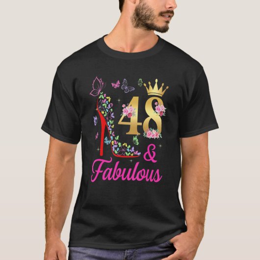 48 & Fabulous 48 Years Old 48 th Bday Butterflies T-Shirt (Vorderseite)