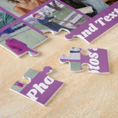 48-Foto-Collage-Raster - Skripttext - lila Puzzle (Seite)