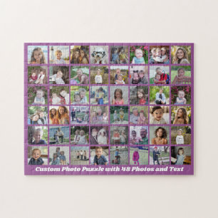 48-Foto-Collage-Raster - Skripttext - lila Puzzle