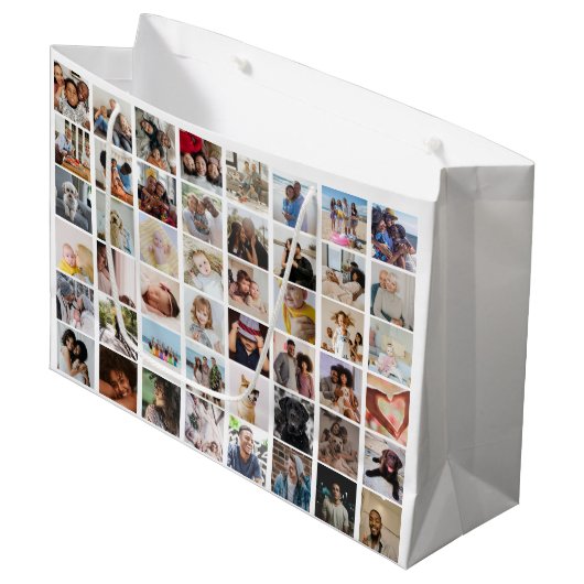48 Foto Collage Template machen Ihren Spaß Große Geschenktüte (Vorderseite Schrägansicht)