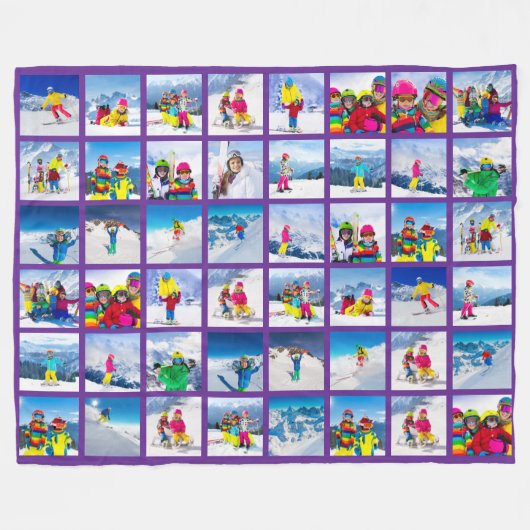 48 Foto Grid Collage Royal Lila Fleecedecke (Vorderseite (Horizontal))