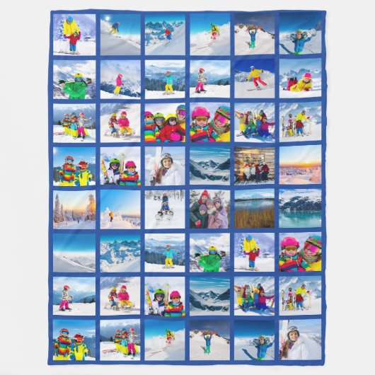 48 Foto-Raster-Collage Dunkelblau Fleecedecke (Vorderseite)