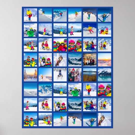 48 Foto-Raster-Collage Dunkelblau Poster (Vorne)