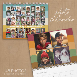 48 Foto - Retro-Streifen Bunte Familie Kalender