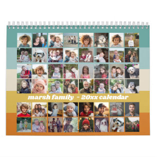 48 Foto - Retro Stripe Farbenfrohe Familie Kalender