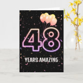 48. Geburtstag Balloons und Confetti Karte (Gelbe Blume)