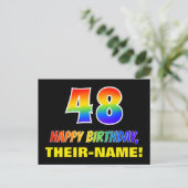 48. Geburtstag: Bold, Fun, Simple, Rainbow 48 Postkarte (Stehend Vorderseite)